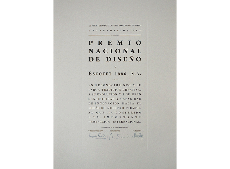 Premio Nacional de Diseño 1992 a Escofet 