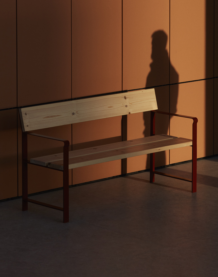 Sisa urban bench in wood and metal